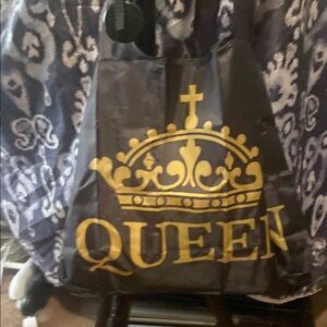 Stylish Black reusable  grocery bag with Gold Crown Motif